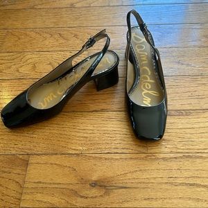 Sam Edelman Tamra Slingback Heels 5.5 Black Patent Leather NWOT
